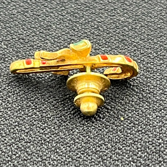 Vintage Avon Gold Tone W/ Red & Green Enamel Christmas Candy Cane Pin - Picture 4 of 9